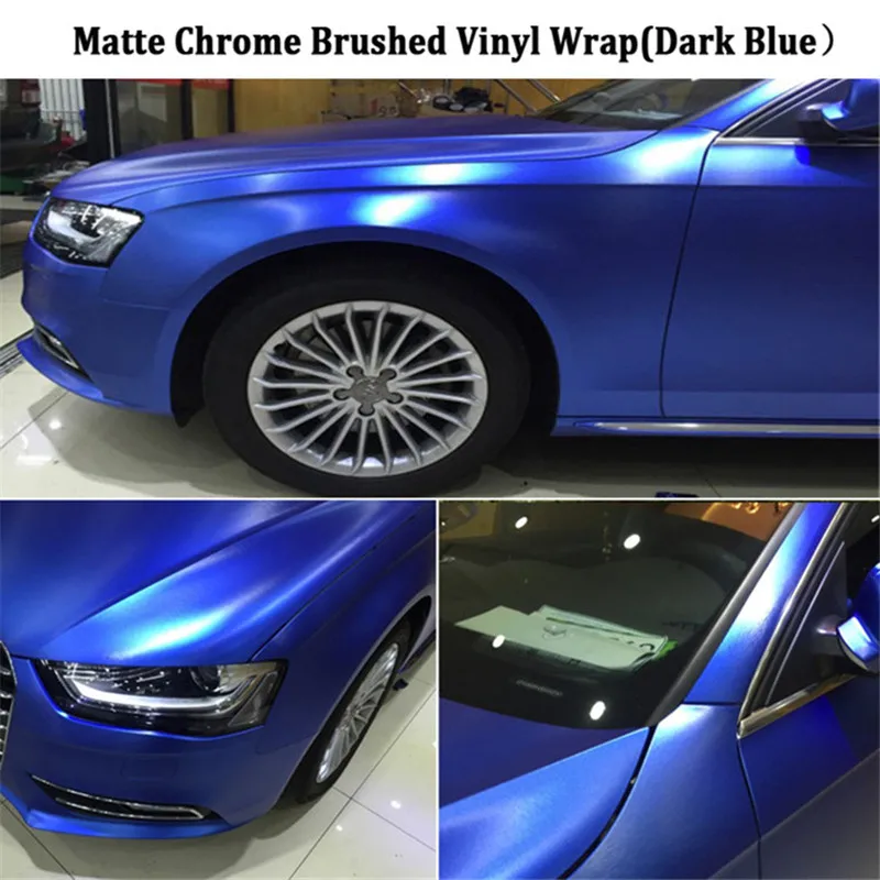 High Quality Dark Blue Matte Chrome Brushed Blue Vinyl Wrap Film Bubble Free For Car Wrapping