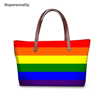 

Nopersonality Rainbow Printing Women Handbags Colorful Designer 2019 Large Capacity Beach Bags Girls Shopping Big Shoulder Bag
