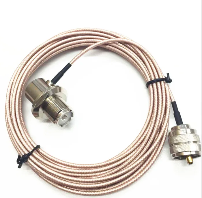 Коричневый Rosa 5 метро де коаксиальный кабель UHF/PL-259 мачо в hembra YAESU дель COM для KENWOOD móvil de Радио Walkie talkie antena J2 - Цвет: Коричневый