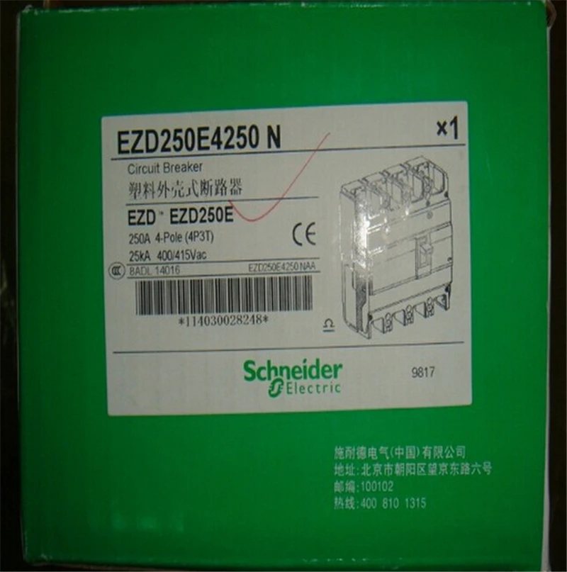 

EZD250E 4P 250A EZD250E4250N Plastic Breaker New