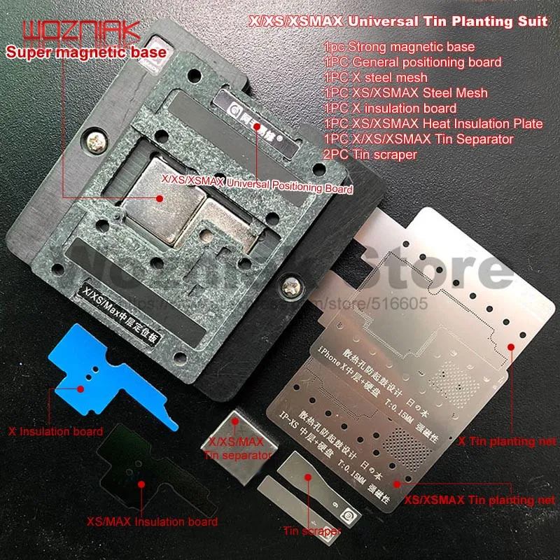 

Best High Magnetism BGA Tin Planting Station For IPHONE X/XS/XS MAX Main Board Positioning Fixture Repair Template
