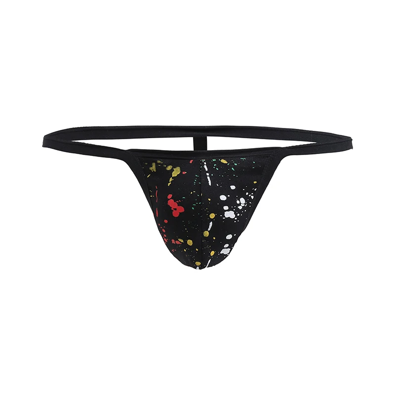 

AIIOU Gay Cotton Mens Thongs and Bikini G String Jockstrap Low-Rise Breathable Print Sissy Panties Mens Erotic Pouch Underwear