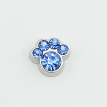 hot selling 10PCS pawprint December birthstone floating charms for glass floating lockets