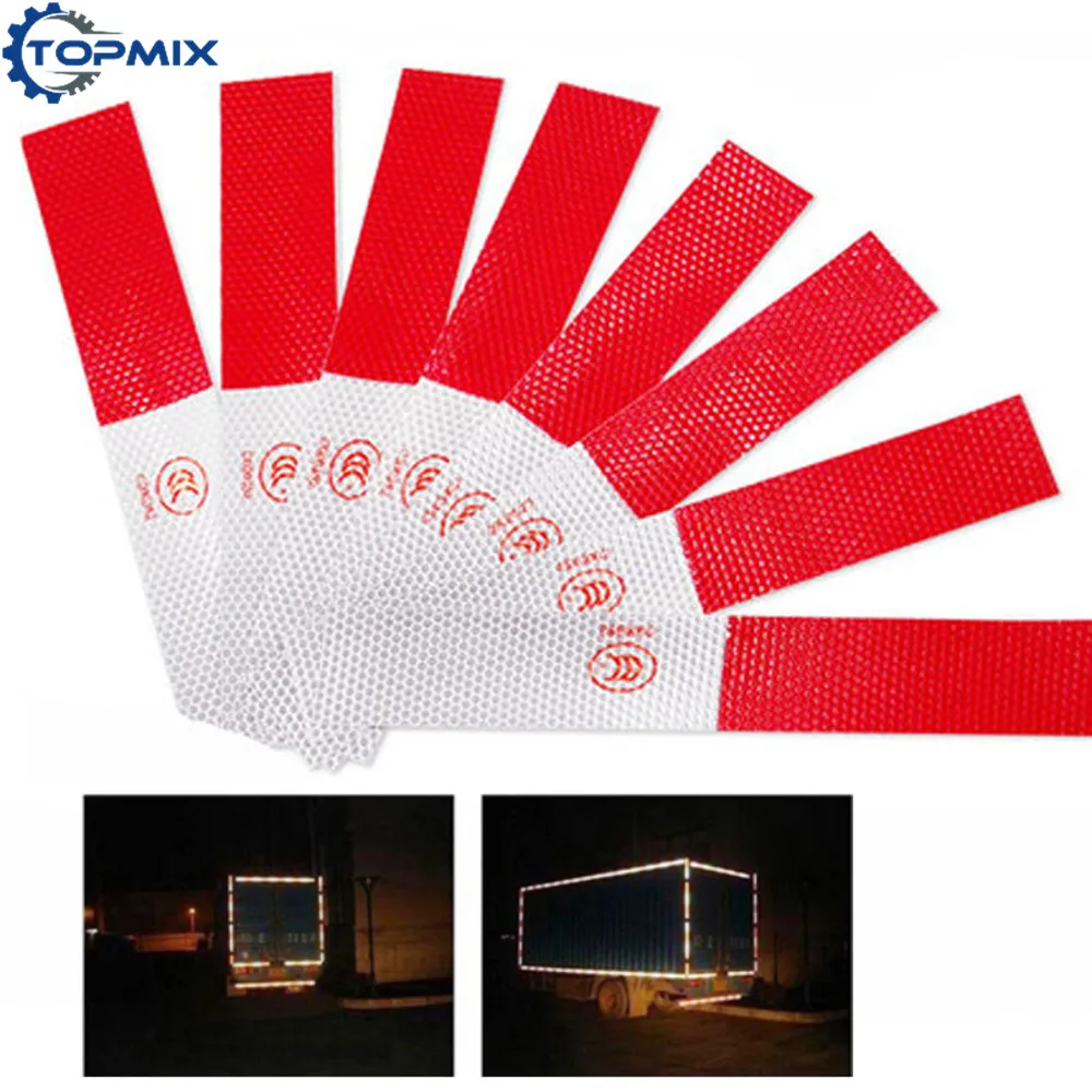 

20PCS 5*30cm Car Reflective Stickers Warning Strip Reflective Truck Auto supplies Night Driving Safety Secure Red White Sticker