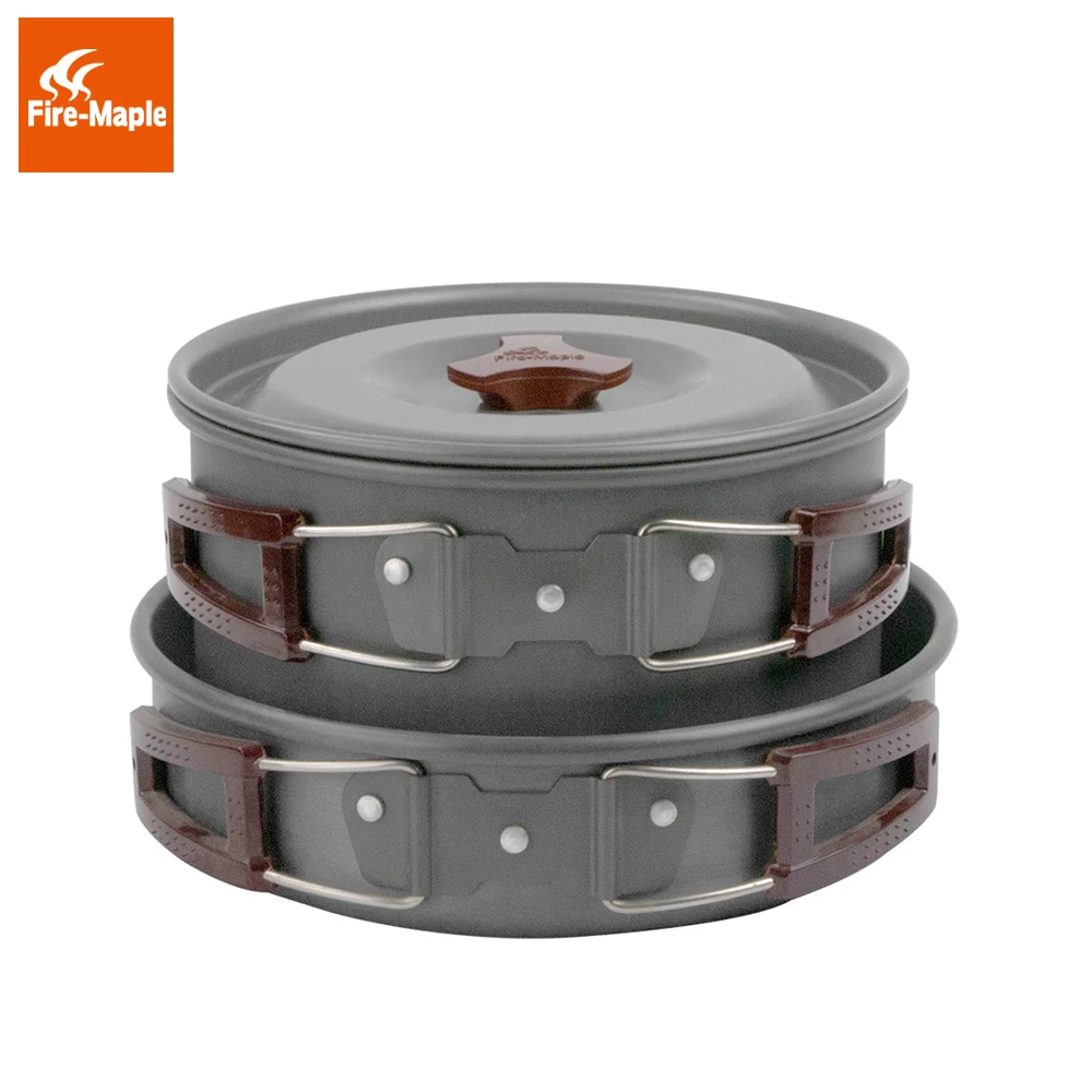Fuego de arce sartén al aire libre que acampa plegable cocina utensilios de cocina de aleación de aluminio de 1Fry Pan 2 ollas 1 tetera para 4- 5 personas FMC-209