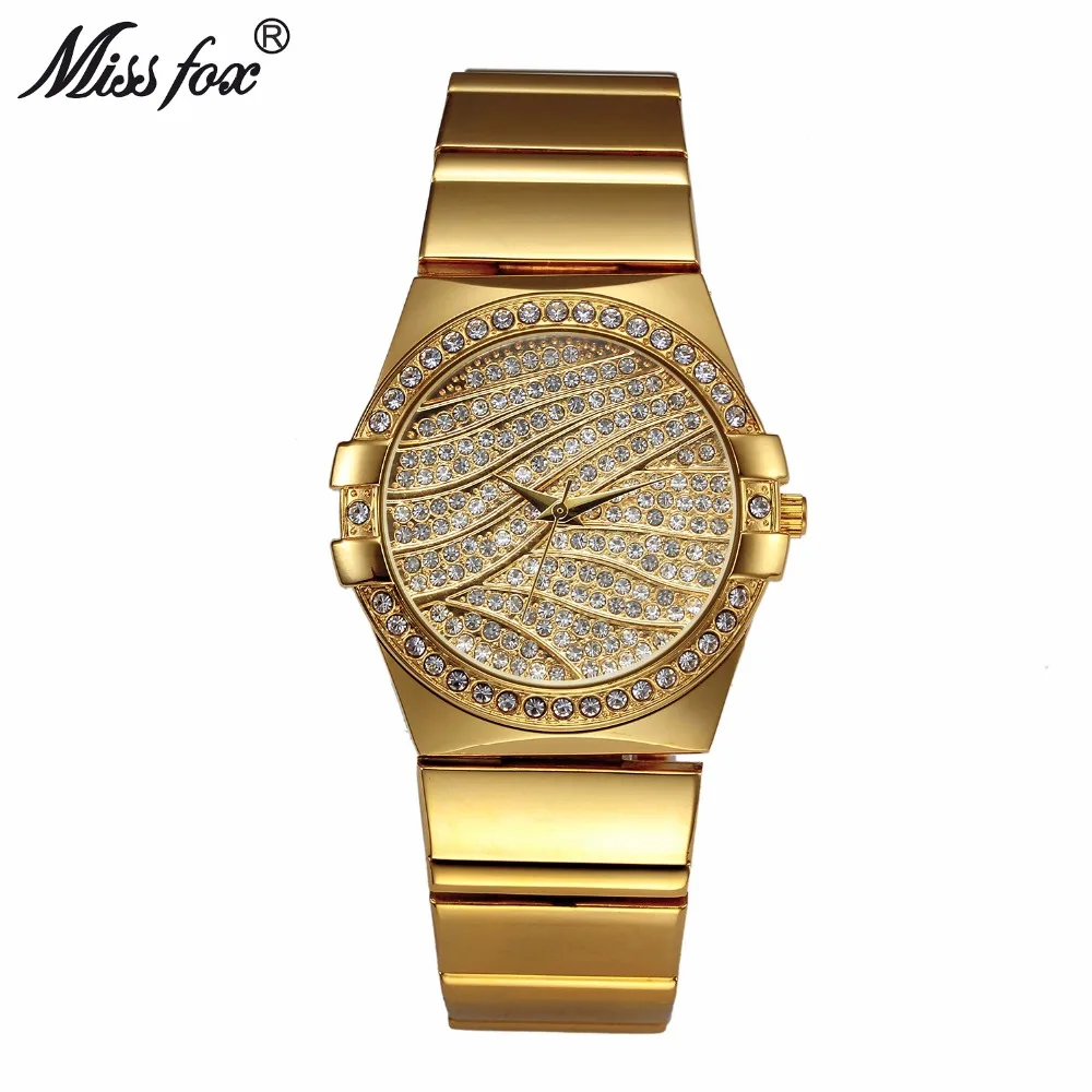 Miss Fox Famous Brand Watches Women 2017 Golden Wrist Watch Ladies