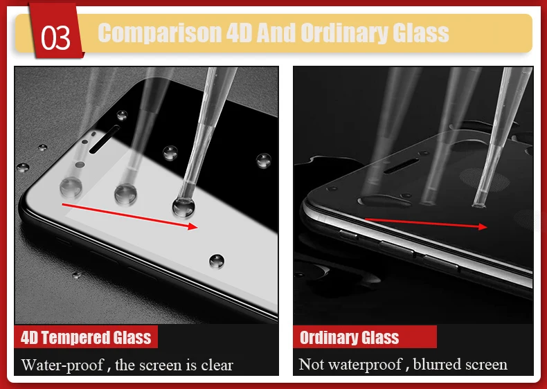 TOMKAS Glass For iPhone 7 8 Screen Protectors 4D Round Curved Edge Full Cover Protective For iPhone 7 8 Plus Tempered Glass
