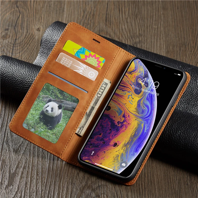 Магнитный кожаный чехол для iPhone 12 Mini 11 Pro XS Max XR 7 8 6 6s Plus 5s SE роскошный флип кошелек