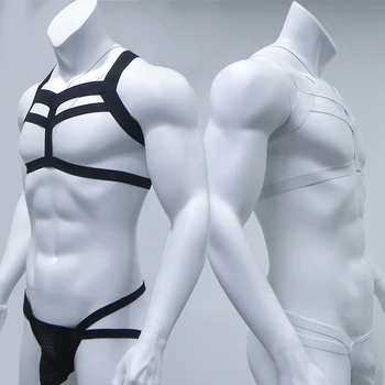 Bondage Mens Harness Thongs Set Body Chest Costume G-string Jockstrap Lingerie Man Halter Neck Hollow Out Nightclub Costume ladder cut out harness lingerie set