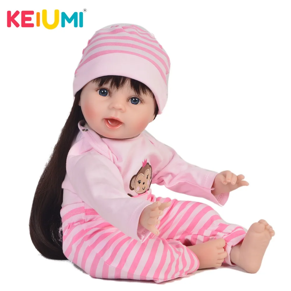 

Lovely 22 inch Reborn Baby Girl Doll Bebe Looks Real Princess Reborn Silicone Doll For Kids Playmates 55 cm KEIUMI DIY Toys Gift