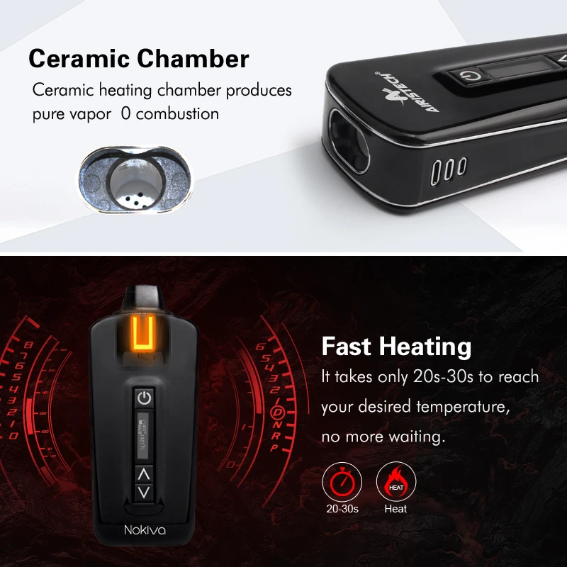Goede AIRISTECH airis Herbva Nokiva Droge Kruid Vaporizor Keramische Doos Mod Vape Kit Oled Display Temperatuurregeling Elektronische Sigaret