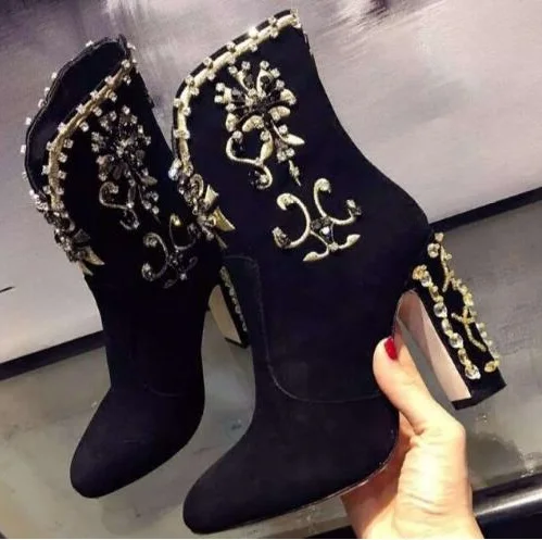 boots with embellished heels