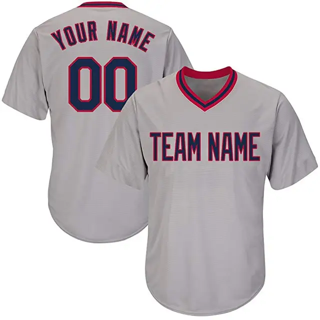 Custom V Neck Replica Stripe Baseball Jersey with Embroidered Any Team