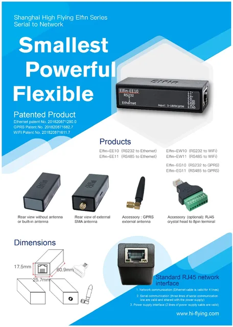 Serial Port RS232 To WiFi Converter Device IOT Module Elfin