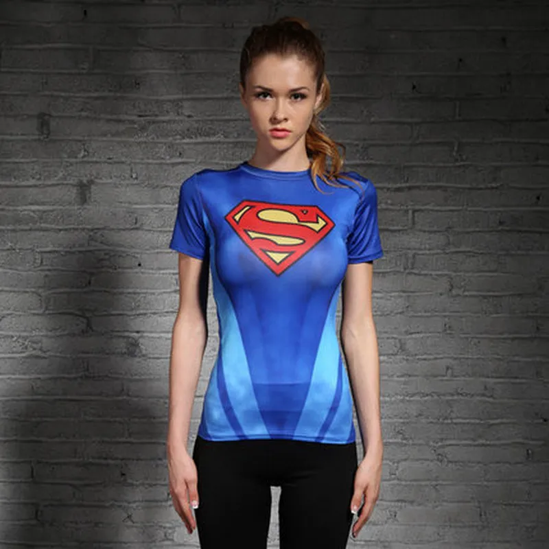 

Super Heroes Women T Shirt Superman Batman Spiderman The Hulk Flash Tshirt Iron Man Green Lantern Captain America Woman T-shirt
