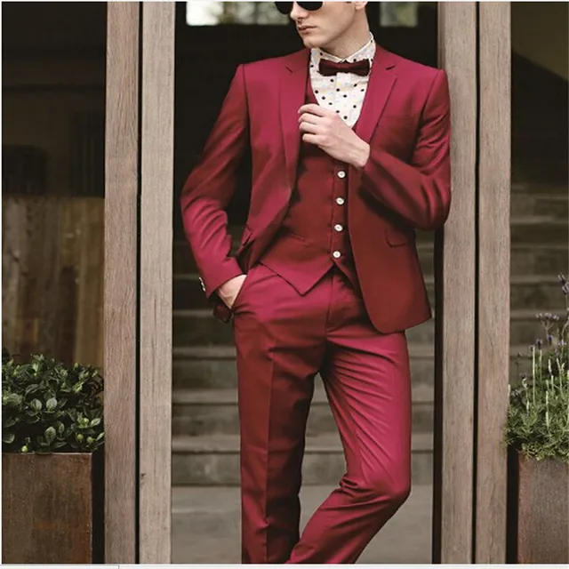 High Quality New Men Suits The Groom Red Wedding Dress Suit High Quality New Men Suits The Groom Red Wedding Dress Suit Performance Garment Jacket