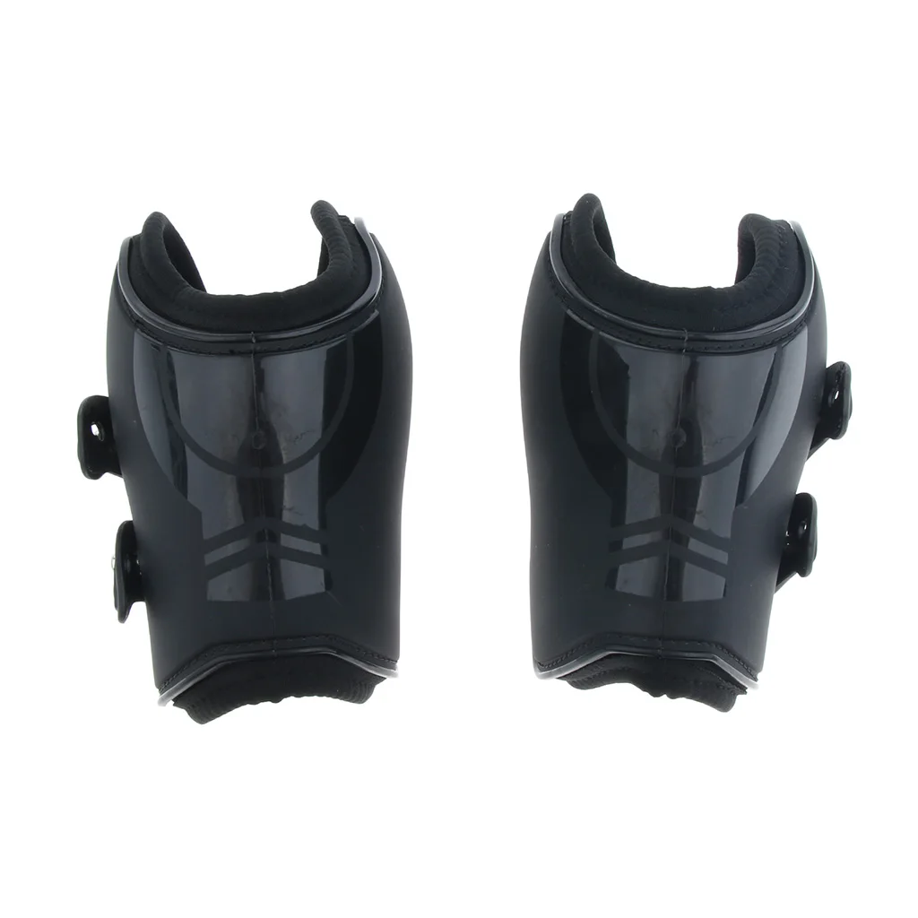 4 Pack Open Front Jumping Horse Boots, Fetlock and Tendon Leg Wrap Protective Gear, Black