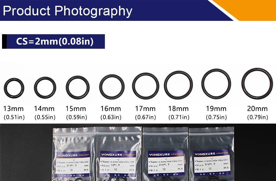 20 шт./лот фторкаучук кольцо черный/FKM/уплотнительные прокладки уплотнения OD13/14/15/16/17/18/19/20*2 мм колцеобразное уплотнение прокладки кольцо украшенное нефтью уплотнительная шайба