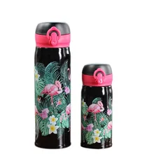 С цветочным принтом Фламинго Нержавеющая сталь с двойными стенками из нержавеющей стали Вакуумная 350 мл термосы переносная дорожная Чашка 500 мл Спорта термо-чашки стакана воды C132