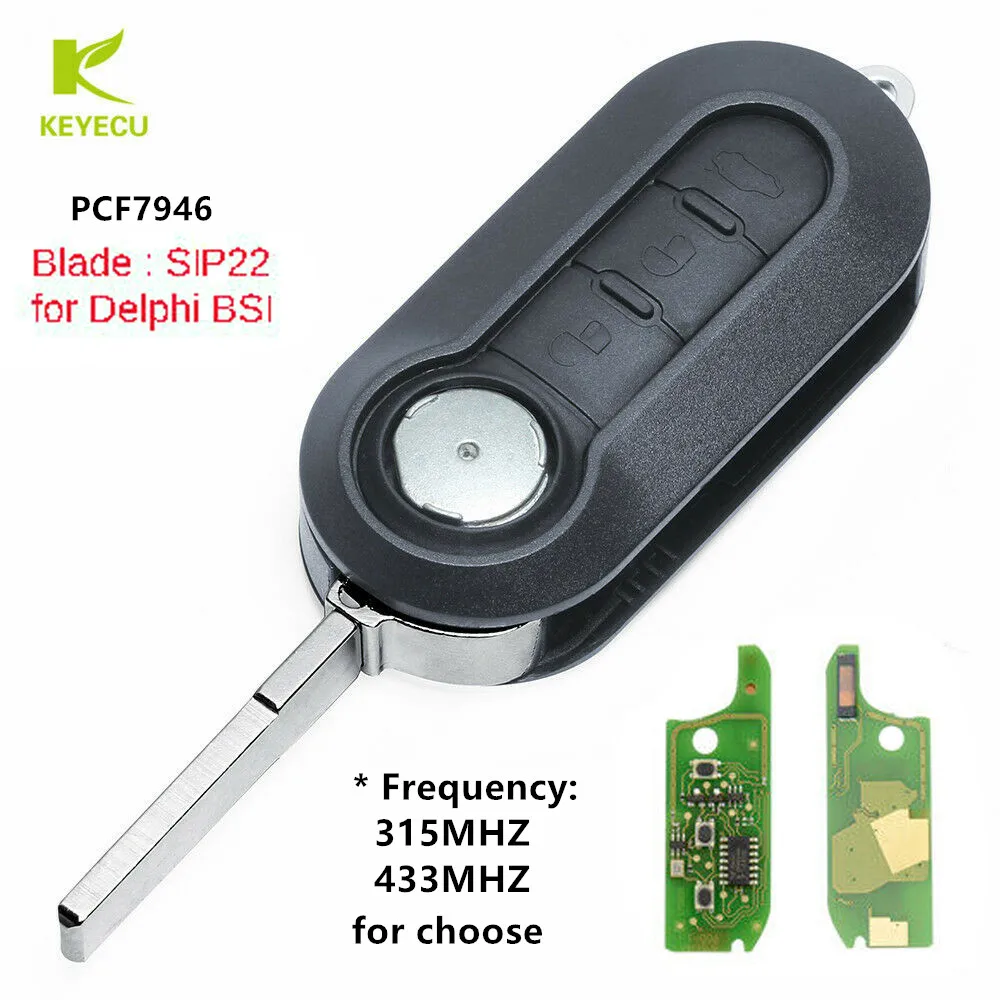 

Запасная флип-кнопка KEYECU 315/433 МГц PCF7946 для Fiat 500 Grande Punto Doblo Florino Qubo- D * elphi BSI