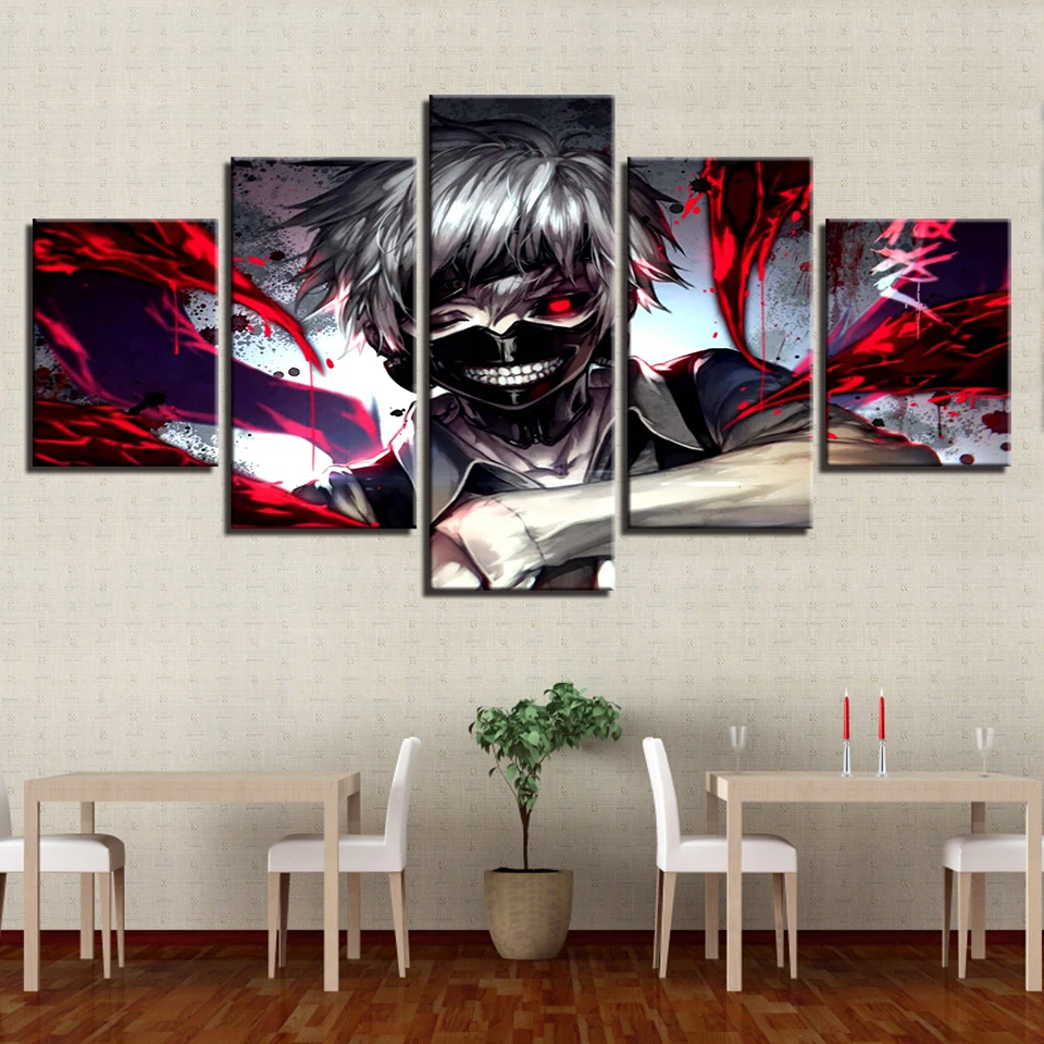 Canvas-Painting-HD-Prints-Home-Decor-5-Pieces-Wall-Art-Tokyo-Ghoul-Animation-Modular-Living-Room