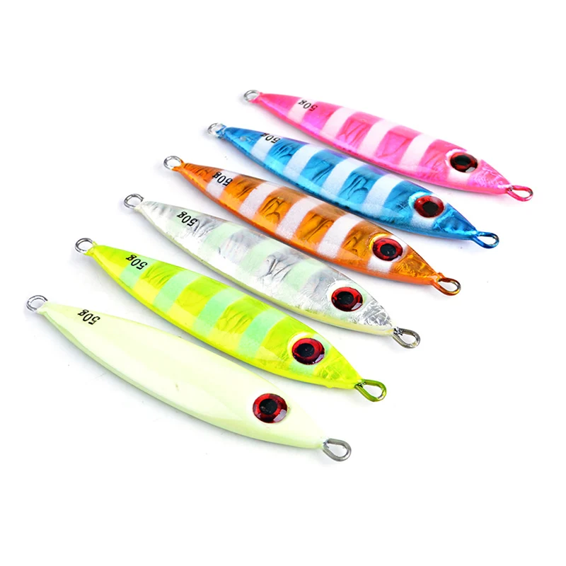 

1 pc 50G 7.5cm 3D eyes Laser Body Back Luminous Metal Jig Lure Paillette Artificial Hard Bait Sea Fishing lure