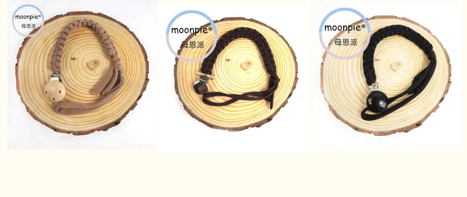 Новинка, moonpie, плетеная хлопковая веревка, Детская соска, зажимы, классический серый тон, для кормления ребенка, цепочка, EA289