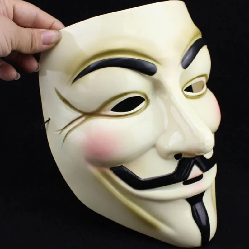 

New Fashion Yellow V For Vendetta Mask Fawkes Anonymous Halloween Fancy Dress Costume Party Tool Cosplay