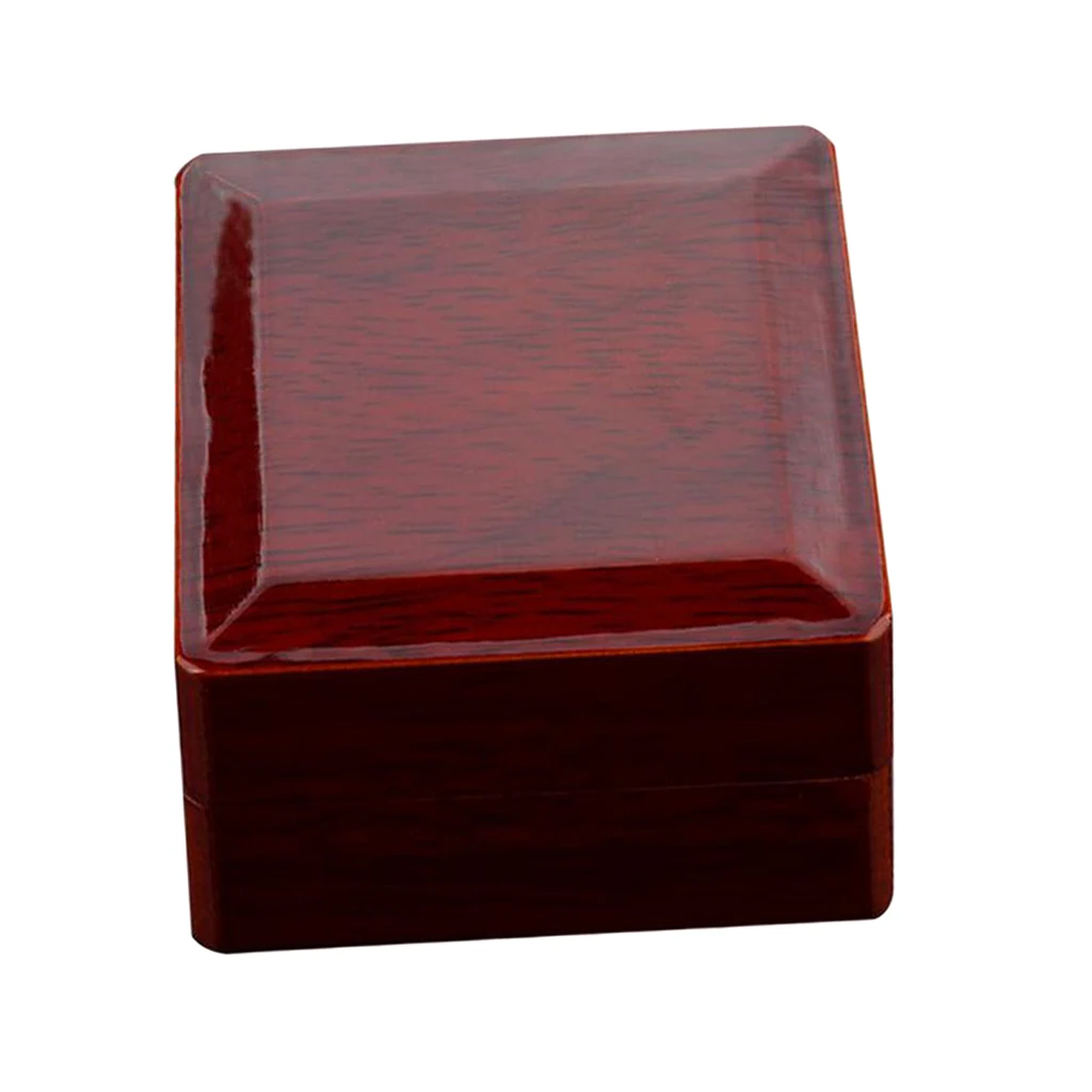 MagiDeal Championship Big Heavy Ring Display Wood Box Single Hole Wine Red Mini Travel Portable Size 65x65x50mm