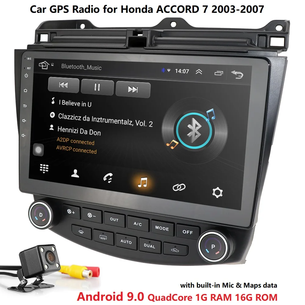 Автомобильный мультимедийный плеер 10,1 "Android 9,0 2 din Автомобильный noDVD gps радио для Honda Accord 7 2003-2007 wifi зеркало с Навигатором gps link bt