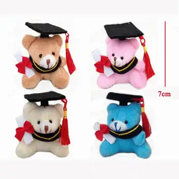 

New 7cm Teddy Bear Graduation Bear Plush Joint Doctor Bear Pendants Craft Doll Student Stripes 24pcs/Lot