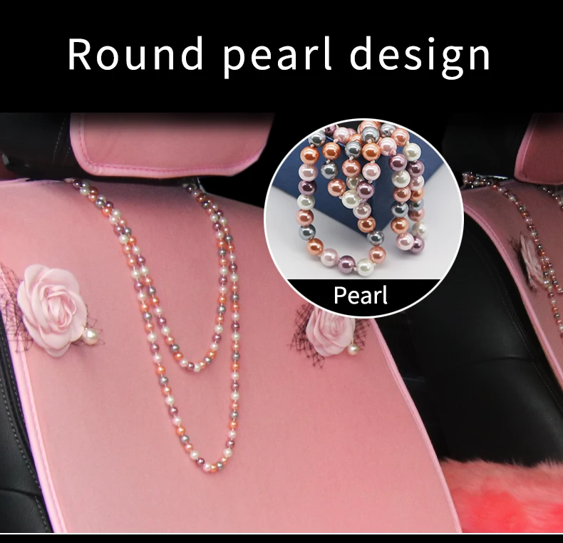 Розовая камелия Pearl Плюшевые универсальное автокресло подкладке аксессуары чехол сиденья Лук Авто Чехлы для девочек Для женщин