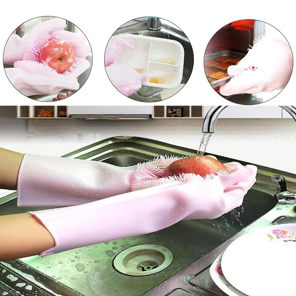 

Kitchen silicone magic cleaning dish washing gloves kitchen tools