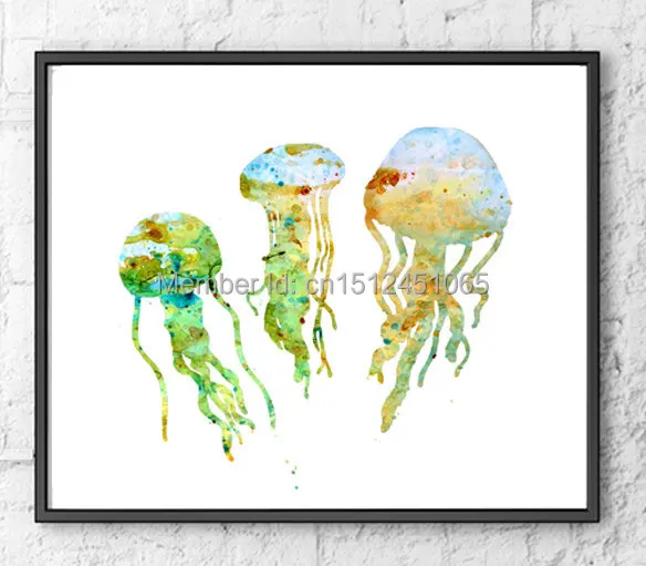 Jellyfish Watercolor Art Print - Ocean Animal Watercolor Painting - Beach Decor-1