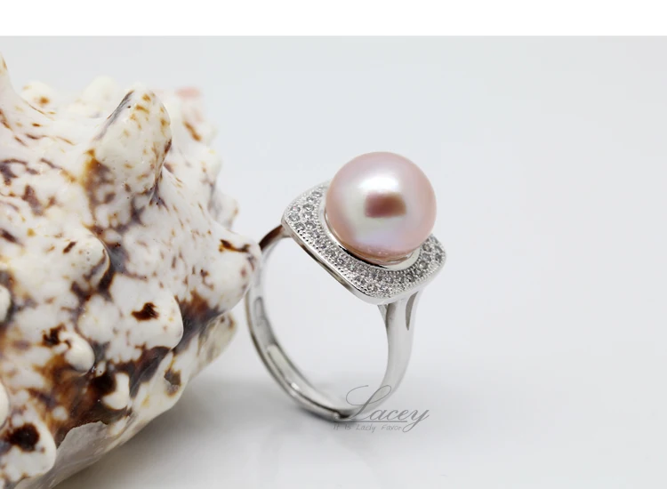 Пресноводное кольцо с большой жемчужиной для женщин серебро 925, обручальное кольцо для девушек, регулируемые ювелирные изделия для девушек, обручальное кольцо черного цвета, высокое качество, подарок