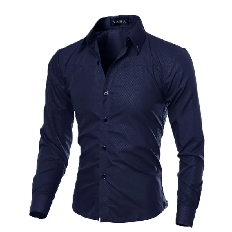 

THINKTHENDO Fashion Men's Luxury Casual Shirts Slim Fit Dress Shirts Long Sleeve Button Tops
