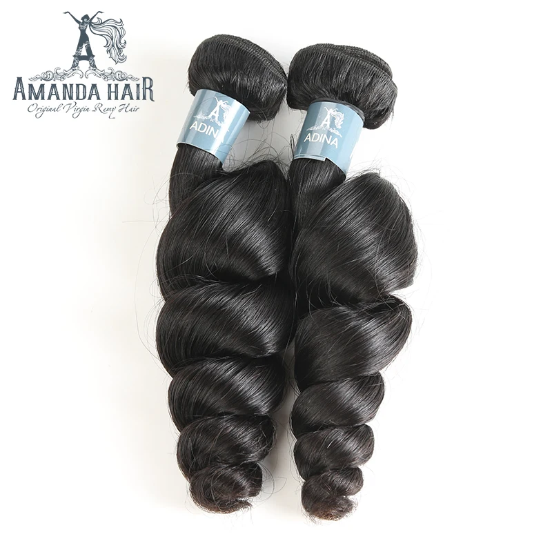 

Amanda Peruvian Loose Wave Virgin Hair 4 Bundles 100% Unprocessed Human Hair Weave Extensions Natural Color 10"-30"