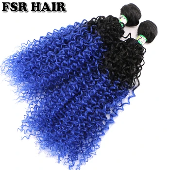 

Black to Blue Two tone ombre Kinky Curly Hair Weave 100g/piece synthetic hair extensions