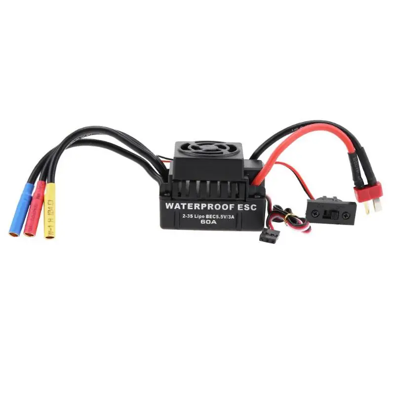 

RC Car Accessories Waterproof 60A Brushless ESC Electric Speed Controller with Built-in 5.5V/3A BEC for 1/10 RC Car