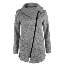 Для женщин мода на молнии толстый слой большой отложной Куртка с воротником Верхняя одежда