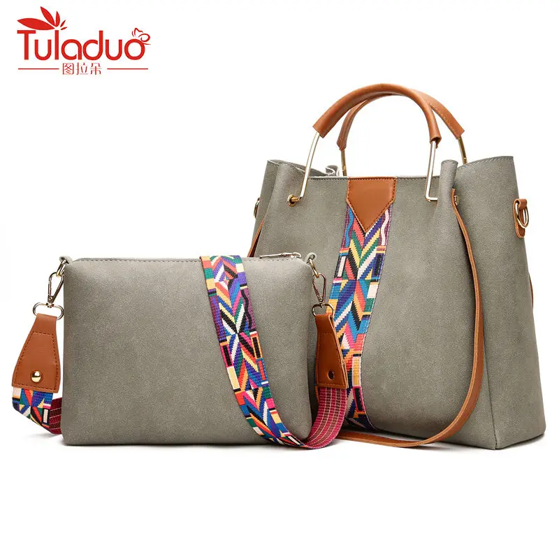

2pc Brand Fashion Colorful Strap Women Bag Luxury Ladies Hand Bags High Quality PU Leather Crossbody Bags Women Handbags Sac