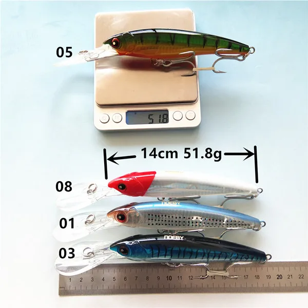 Noeby 4 шт. 12 см/32 г 14 см/52 г 16 см/73 г Длинные литья жесткая приманка для рыбалки воблеры и крутящиеся приманки бас Щука Профессиональный гольян - Цвет: 1358 9046-14cm
