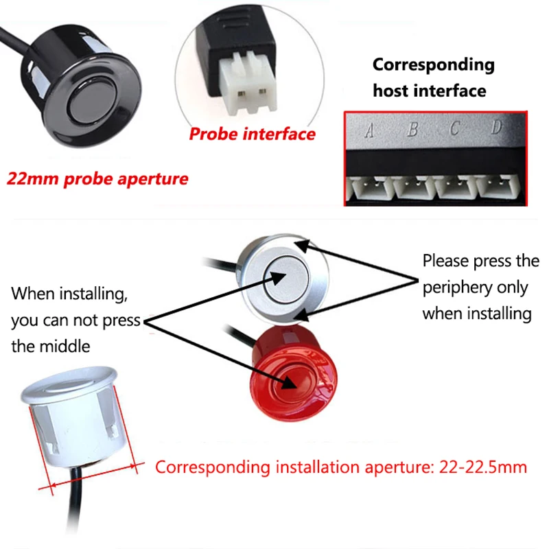Автомобильный реверсивный радар-зонд 22 мм водостойкий анти-помехи 2,5 м Зонд линия черный авто автомобиль парковочные датчики детектор