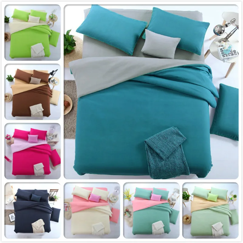 

Full King Queen Twin Double Single Size 3pcs 4pcs Set Bed Sheet Duvet Cover Pillowcase 1.5m 1.8m 2m 2.2m Bedclothes Plain Colour