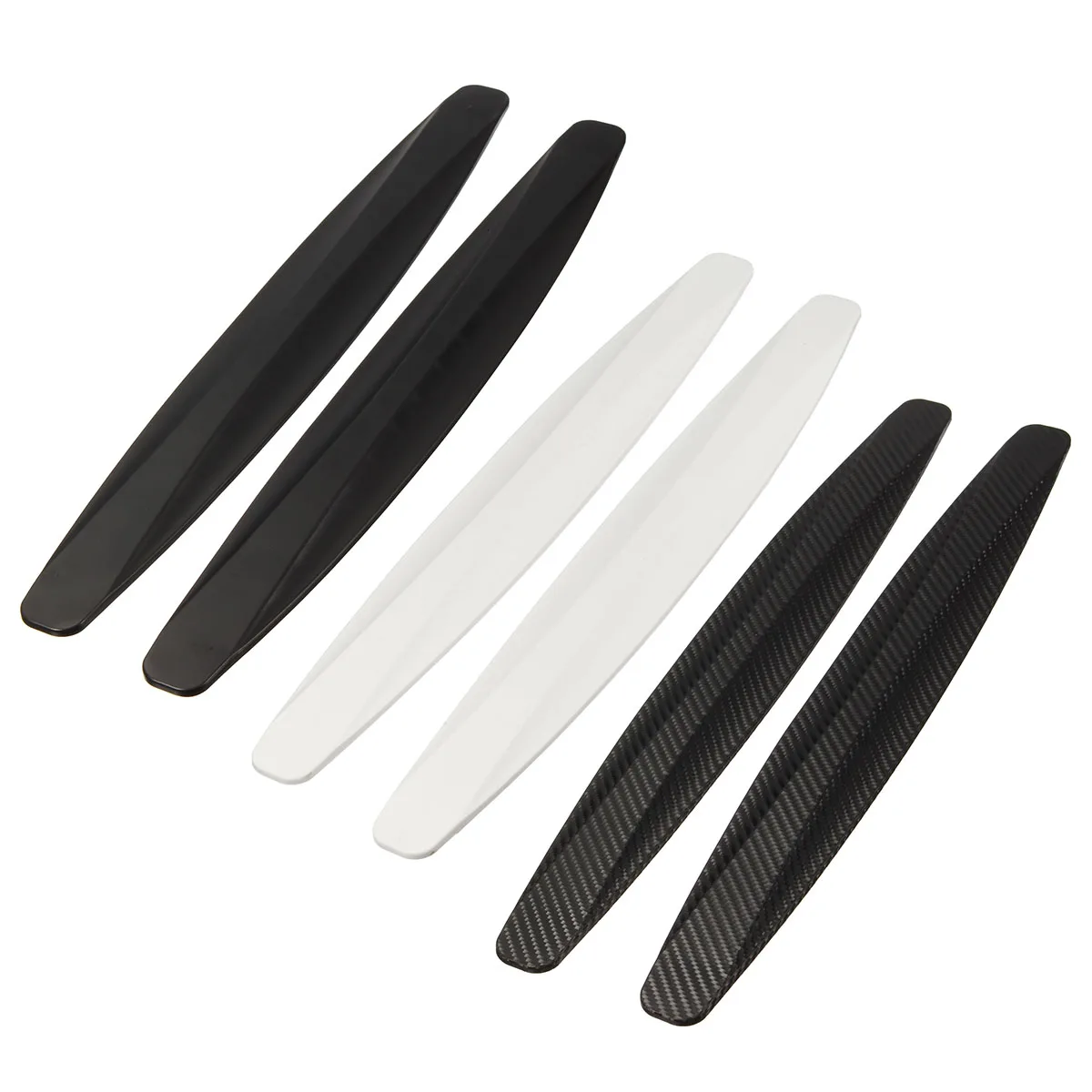  Pair Rubber Car Bumper Protector Guard Corner Strip Sticker Auto Body Protector Moldings Black Whit