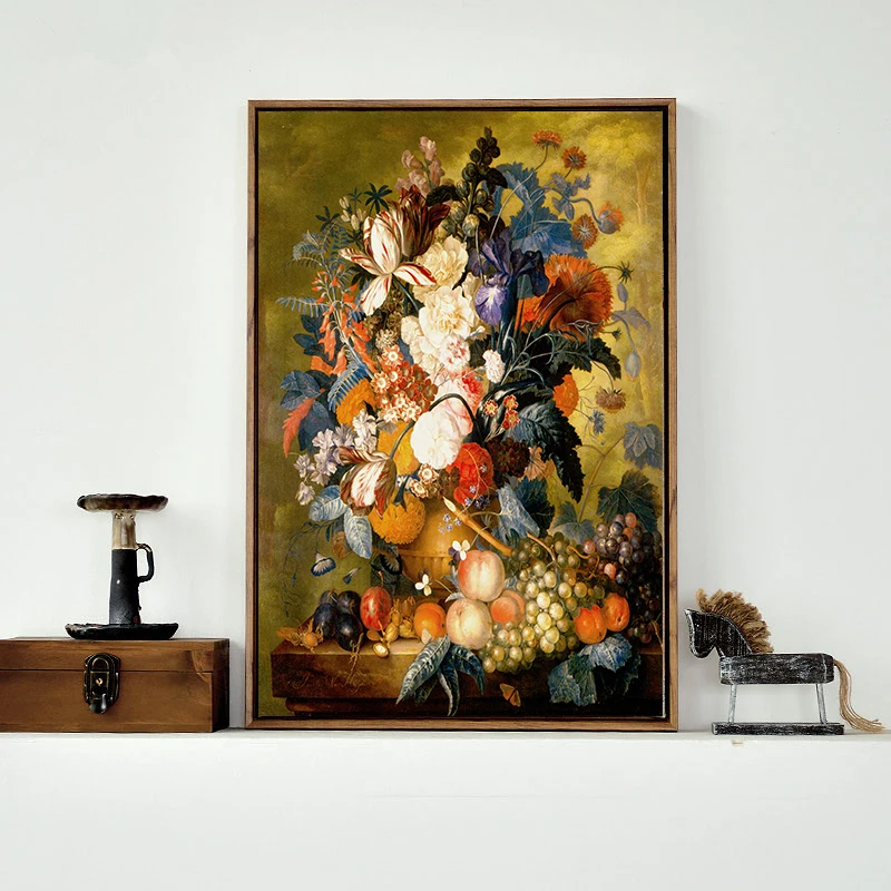 

NEWBILITY Classic Bedroom Flower Painting on Canvas European Retro Kitchen Posters Living room Wall Art Decor for Hallway Prints