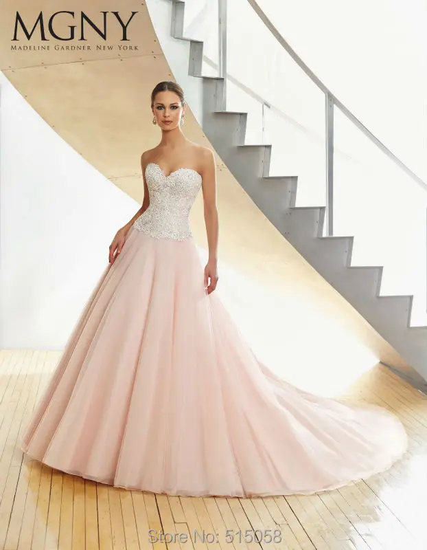 White Lace Liques Sweetheart Blush Wedding Dresses 2016 Y Pink Our Hot Wedding Dresses