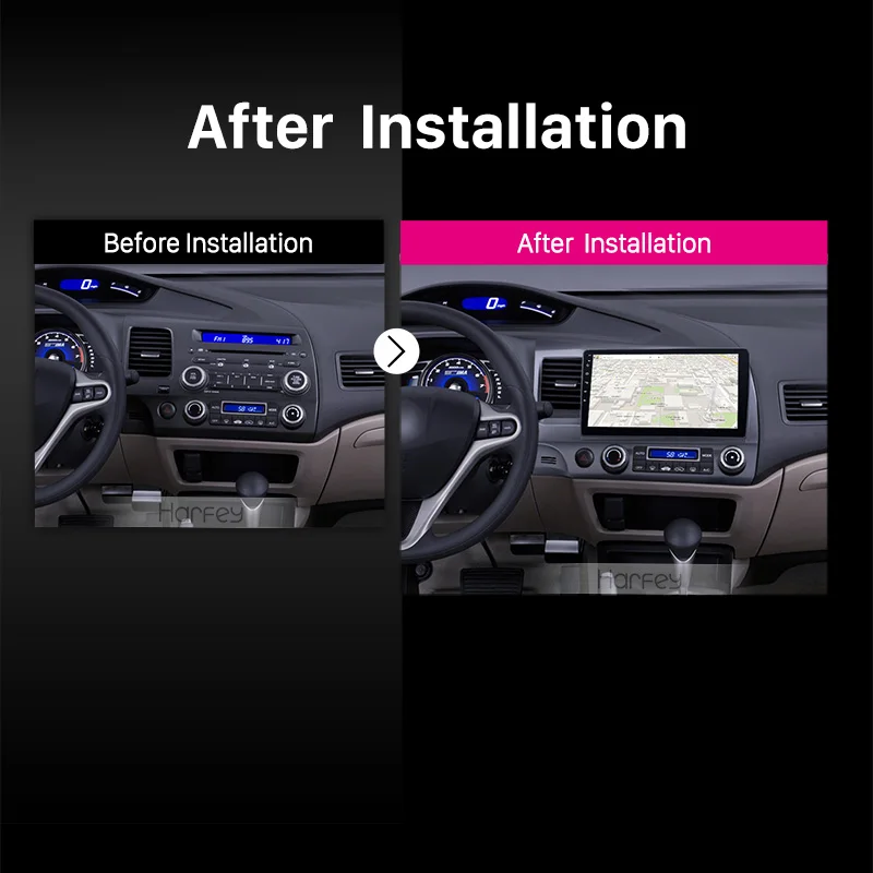 Cheap Harfey  8-core RAM 4G ROM 32G Android 8.0 Car Multimedia player GPS navigation for 2006-2011 Honda Civic LHD 10.1 inch Car radio 5