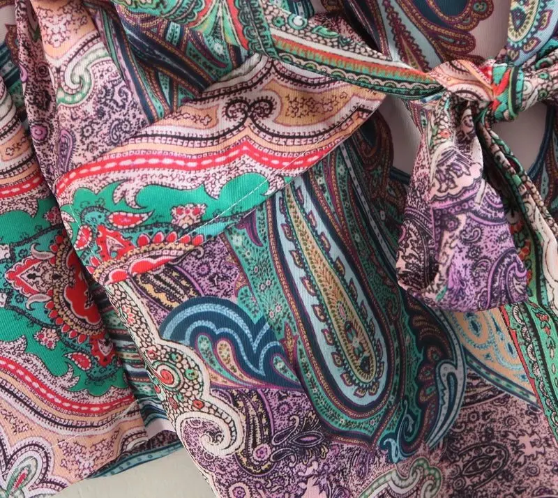 OMCHION удобные Пейсли свободные Blusa Feminina лето 2018 бант с поясом блузка женщины кимоно