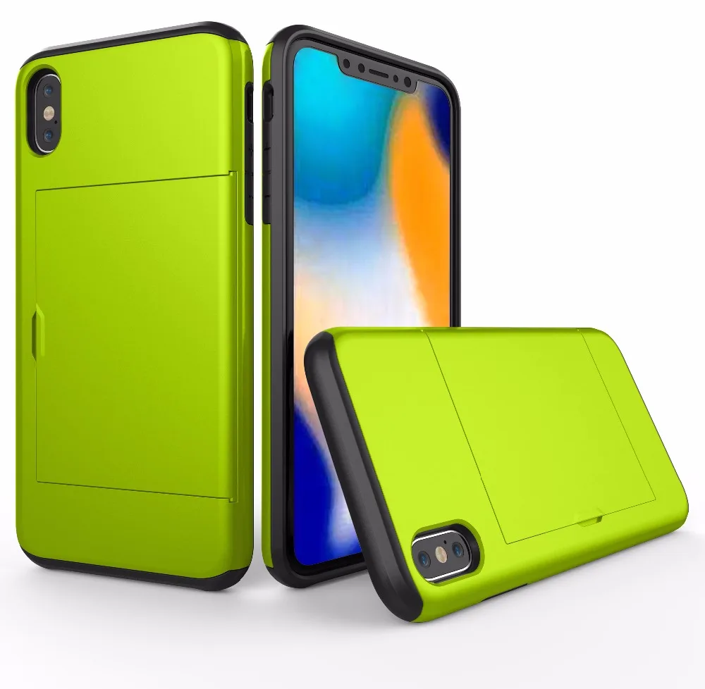 100pcs/lot Free shipping 11colours Spigen card TPU+PC hard